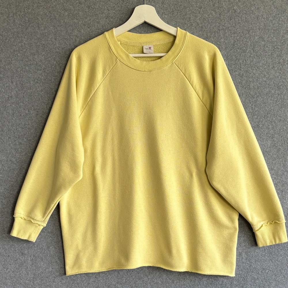 Crewneck Oversized Raw Hem Women Sweatshirt S Buttercup Yellow